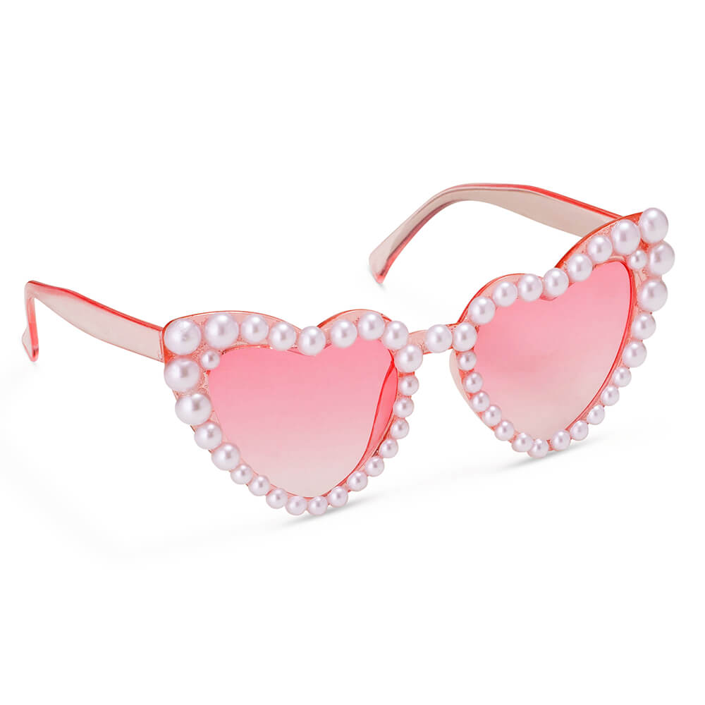 Sonnenbrille Herzform mit Perlen, Rosa