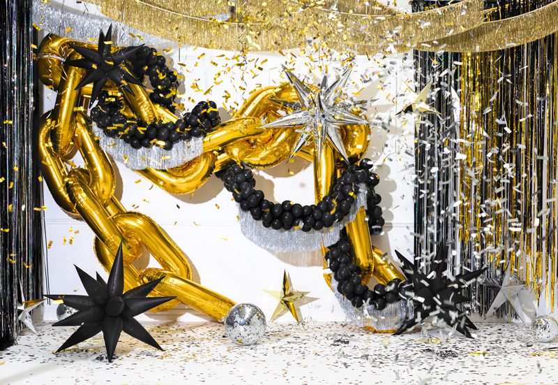 Ballongirlande Goldkette,  6,7m x 0,86 cm