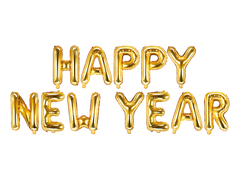 Folienballon Happy New Year, 422 x 46 cm - Gold