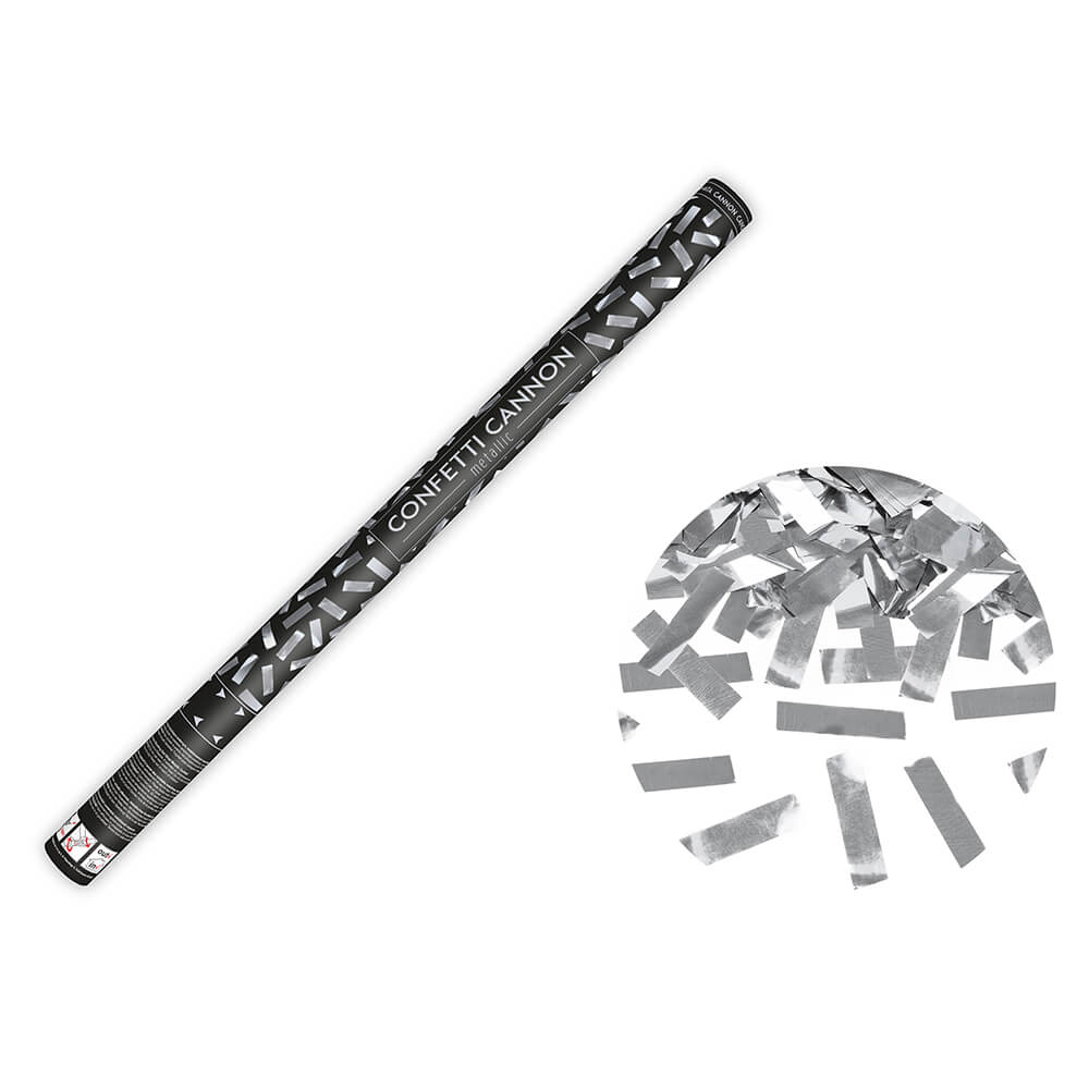Party Popper Silbermetallic Konfetti 80cm