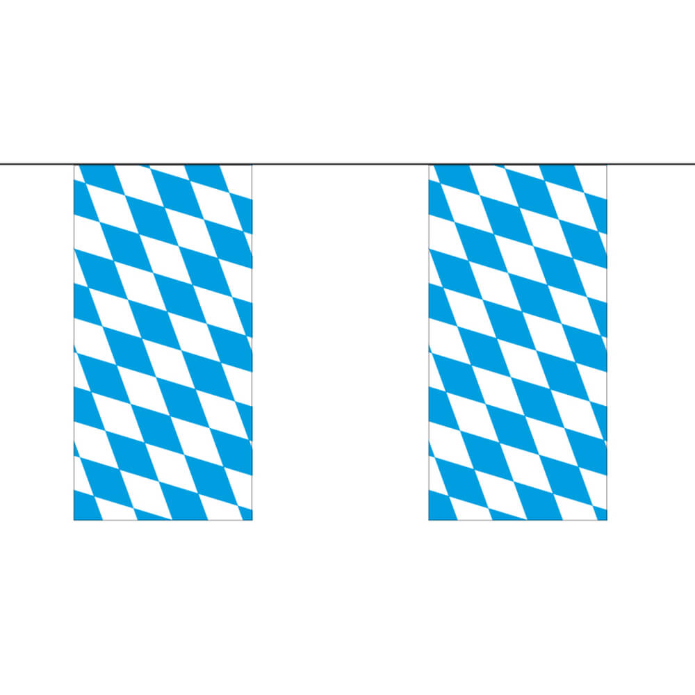 Flaggenkette Bayern Blau / Weiß 12cm x 24cm x 10m