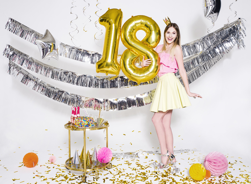 Folienballon Zahl 8, Gold 86cm