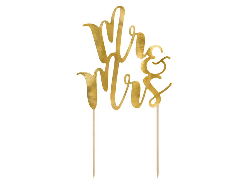 Tortenaufsatz Mr & Mrs, Gold, 25,5 cm