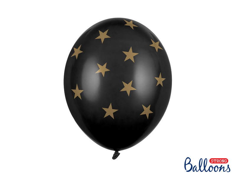 Luftballon Schwarz mit Sternen 30cm, 50 Stk.