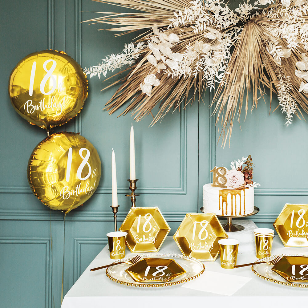 Folienballon 18th Birthday Gold, 45 cm