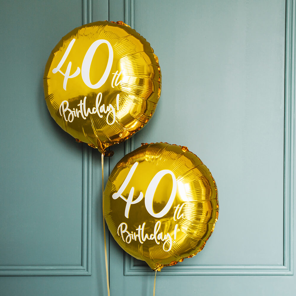 Folienballon 40th Birthday Gold, 45 cm