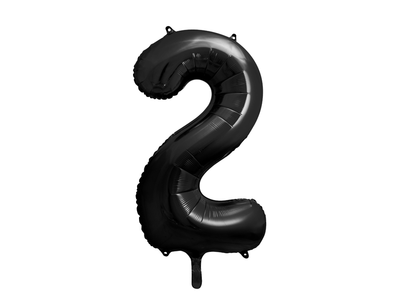 Folienballon Zahl 2, Schwarz 86cm