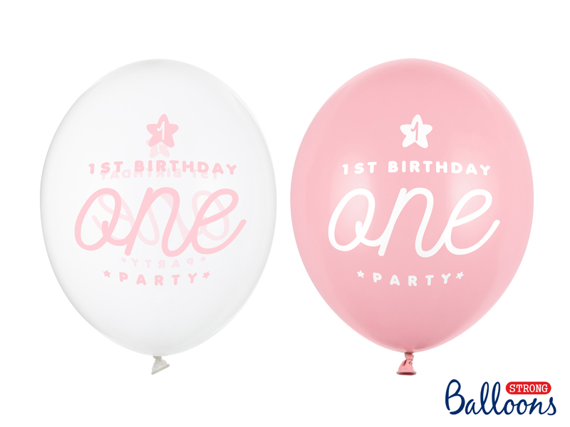 Luftballons 1ST Birthday Weiß / PInk 30cm, 50 Stk