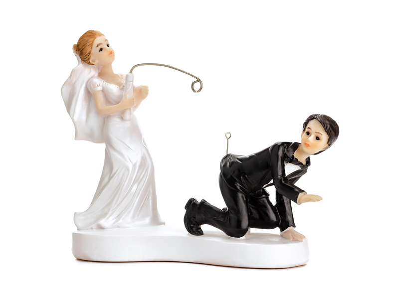 Cake Topper Brautpaar mit Angelrute, 13cm
