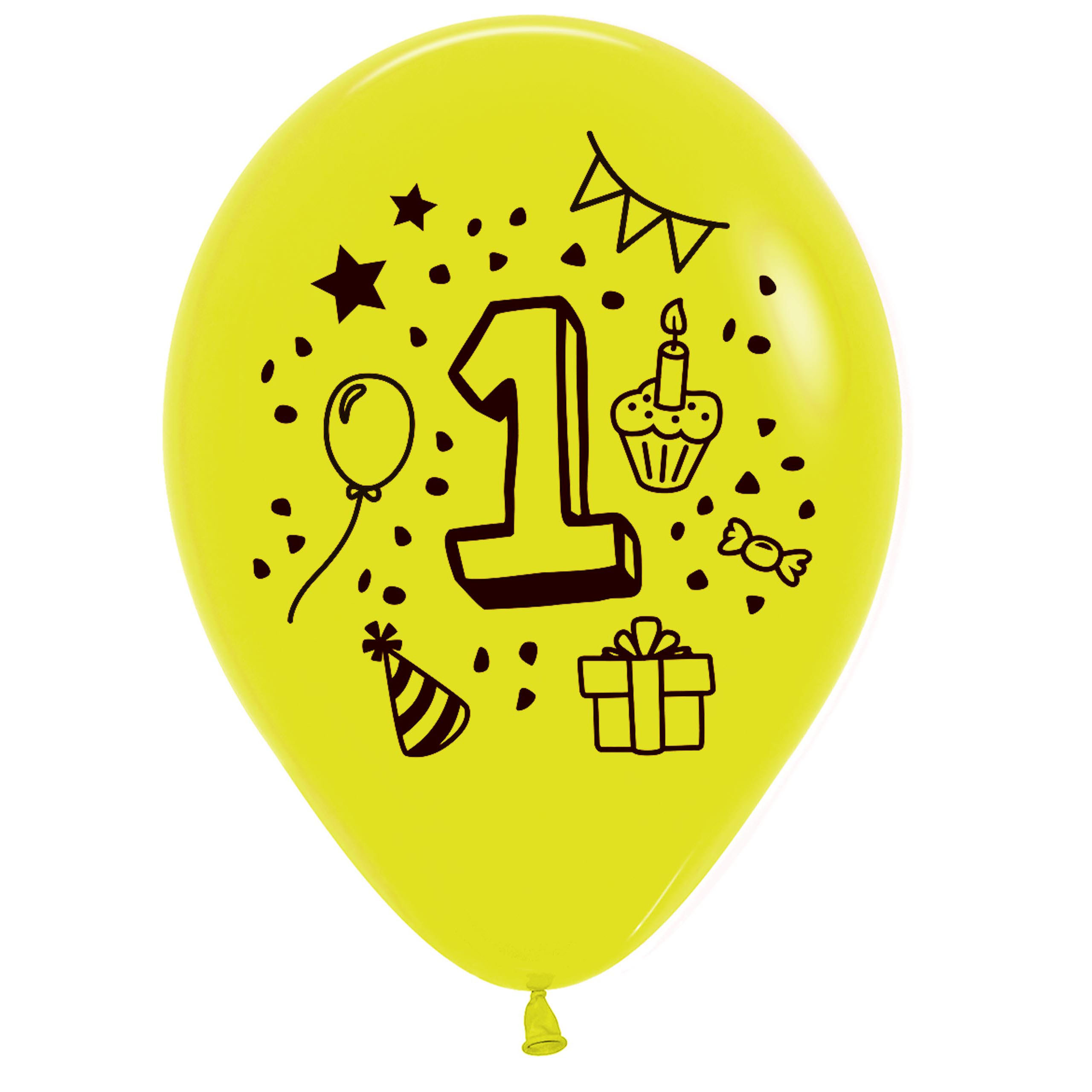 7x Luftballon Zahl 1 bunt Ø 30 cm