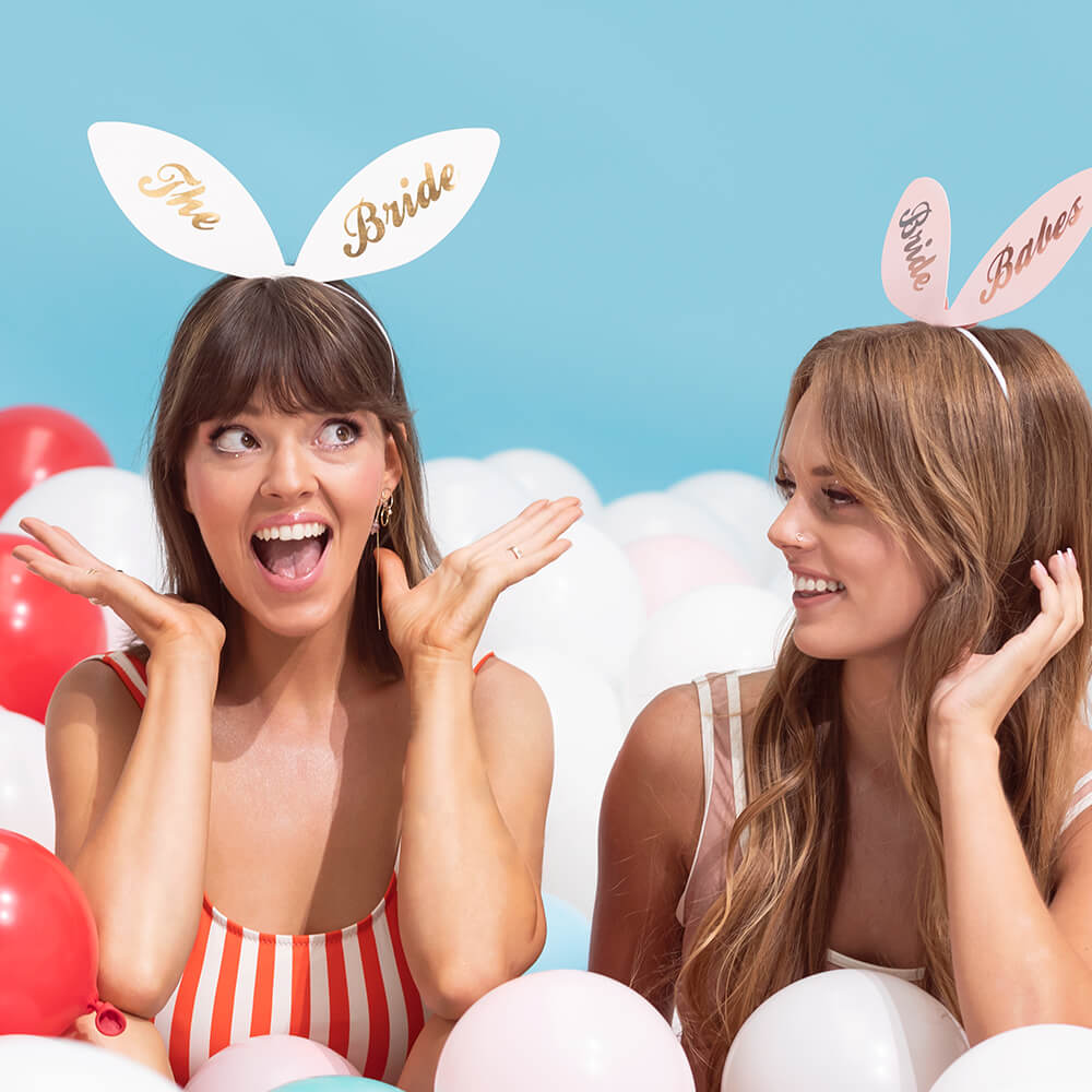 6er Set Bunny-Haarreifen „The Bride & Bride Babes“