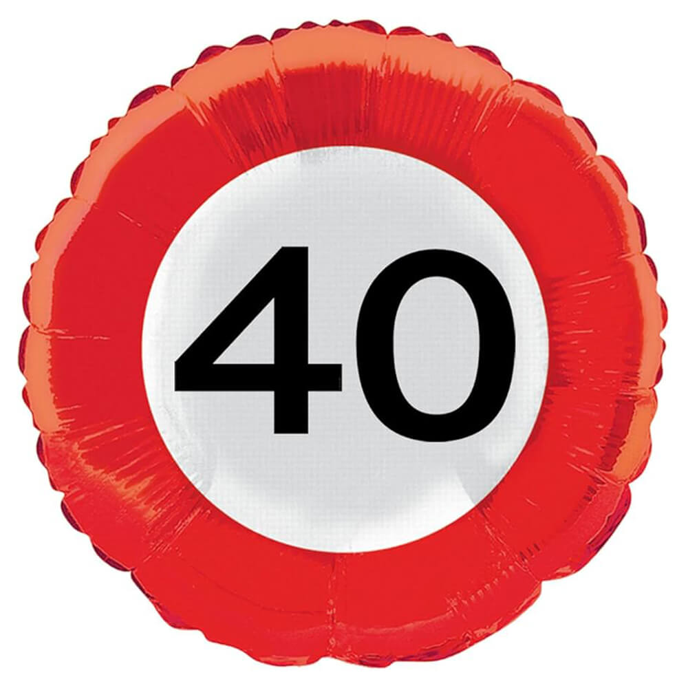 Rundballon Zahl 40 Rot, Weiß