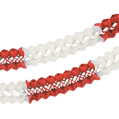 Großraumgirlande Rot/Weiss, Ø 16 cm x 10 m - schwer entflammbar