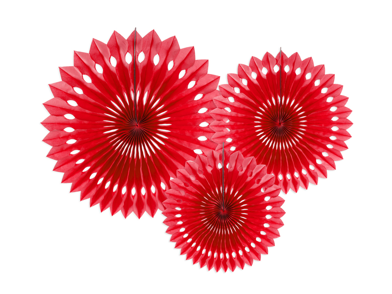 Fächer mit Ausstanzungen - Rot, 20 - 30cm. 3er Set