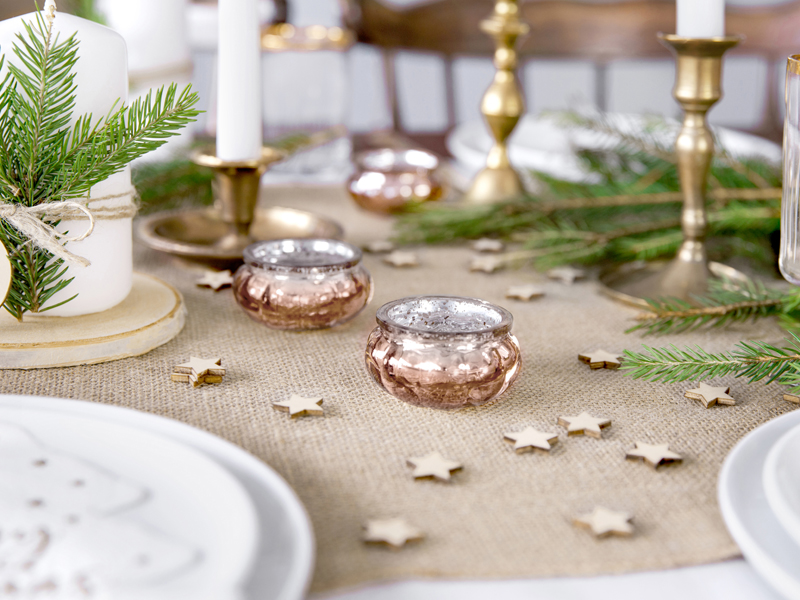 Kerzenhalter Roségold, 3 cm - 4er Set