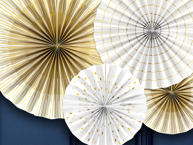 Fächer - Weiß-Gold, 20 - 40cm, 4er Set
