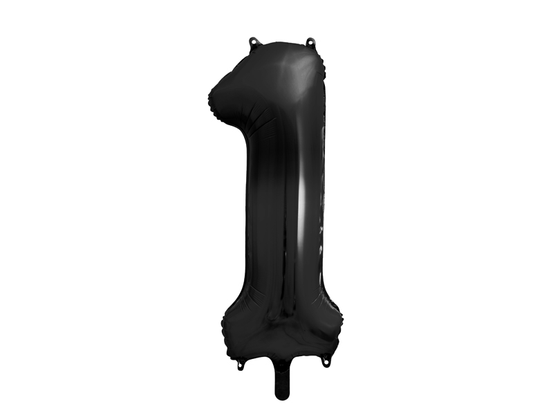 Folienballon Zahl 1, Schwarz 86cm