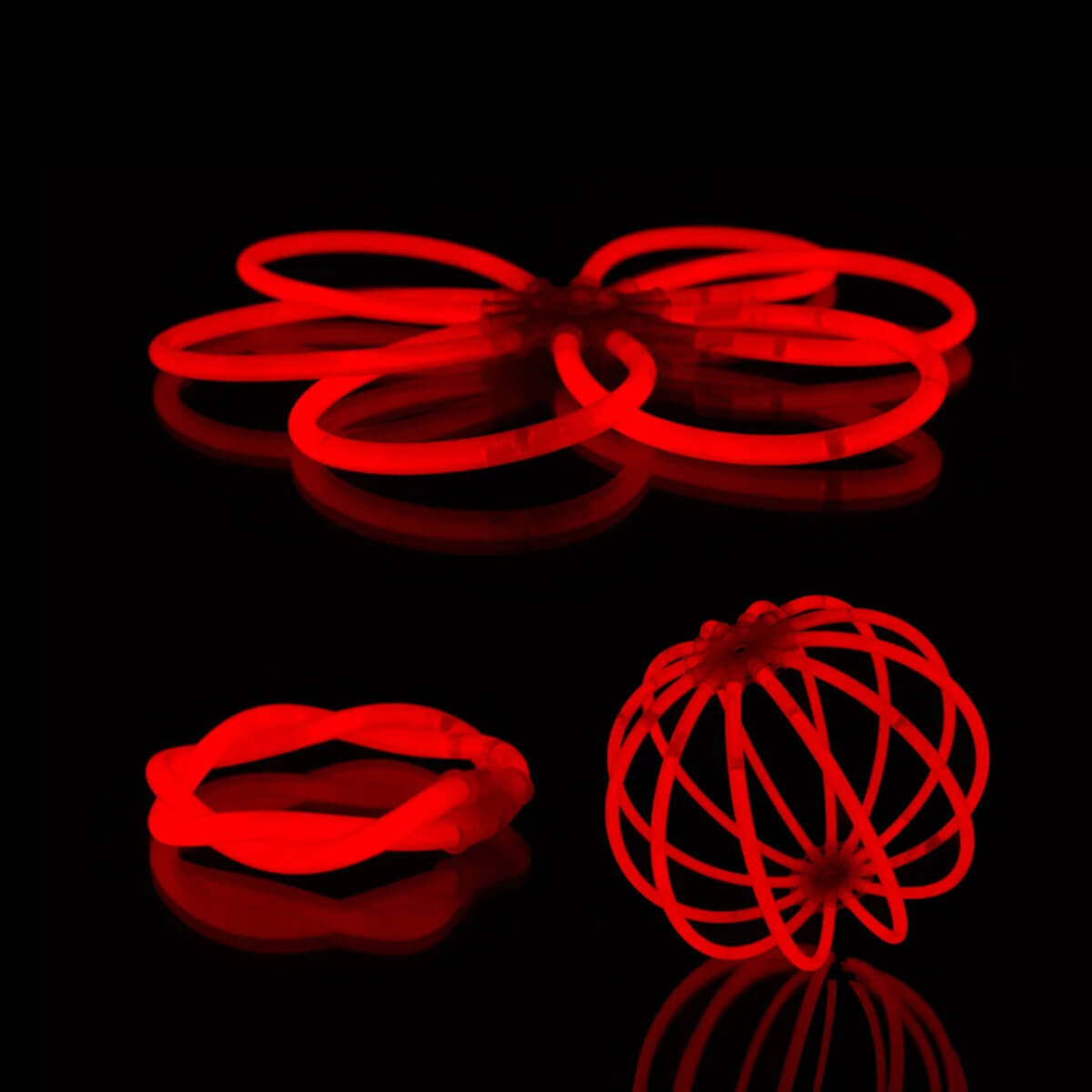 Knicklichter 100er Pack -mit 100 Verbindern, Rot