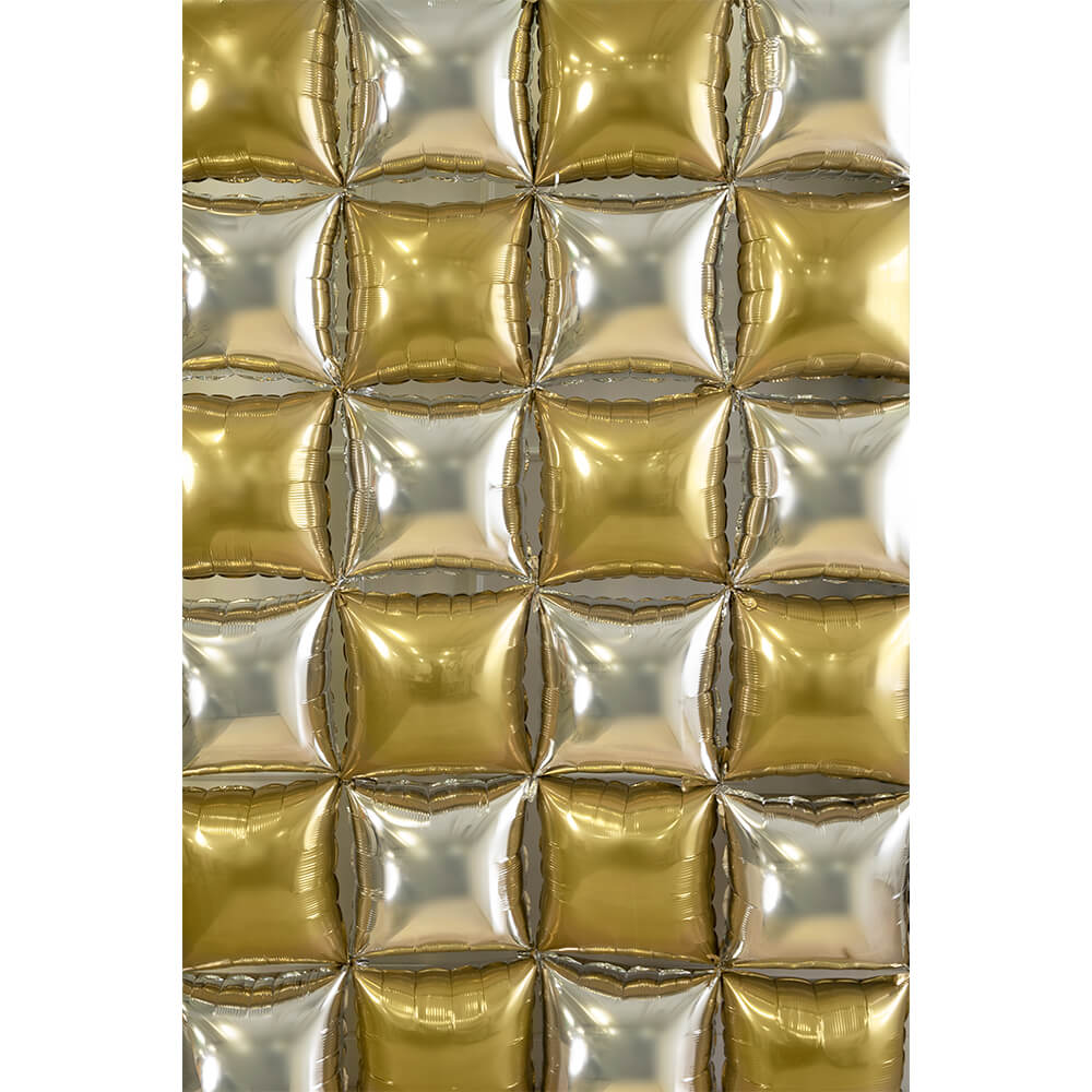 Folienballon Vorhang - 35 x 35 cm - doppelseitig Silber-Gold 4 Stk.