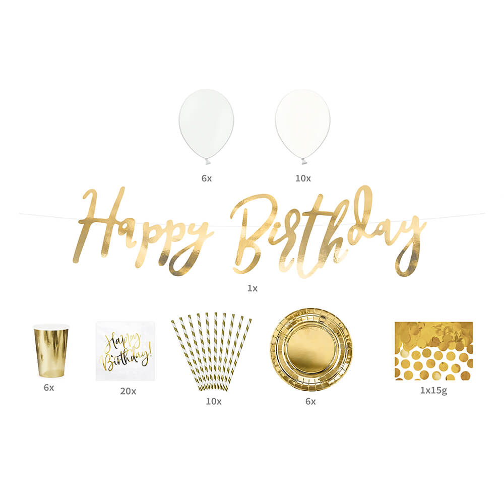 Party-Dekorationsset - Geburtstag Gold