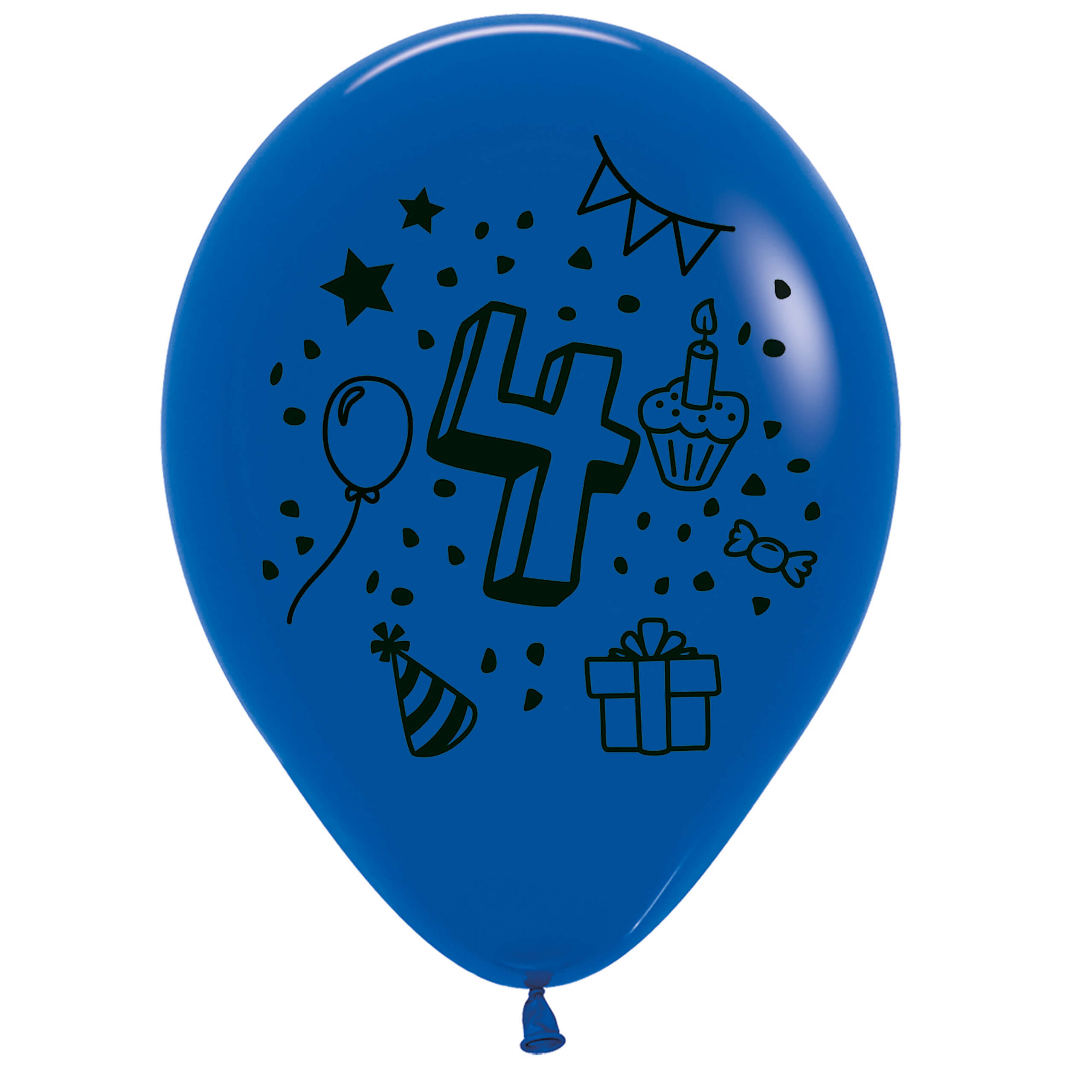 7x Luftballon Zahl 4 bunt Ø 30 cm