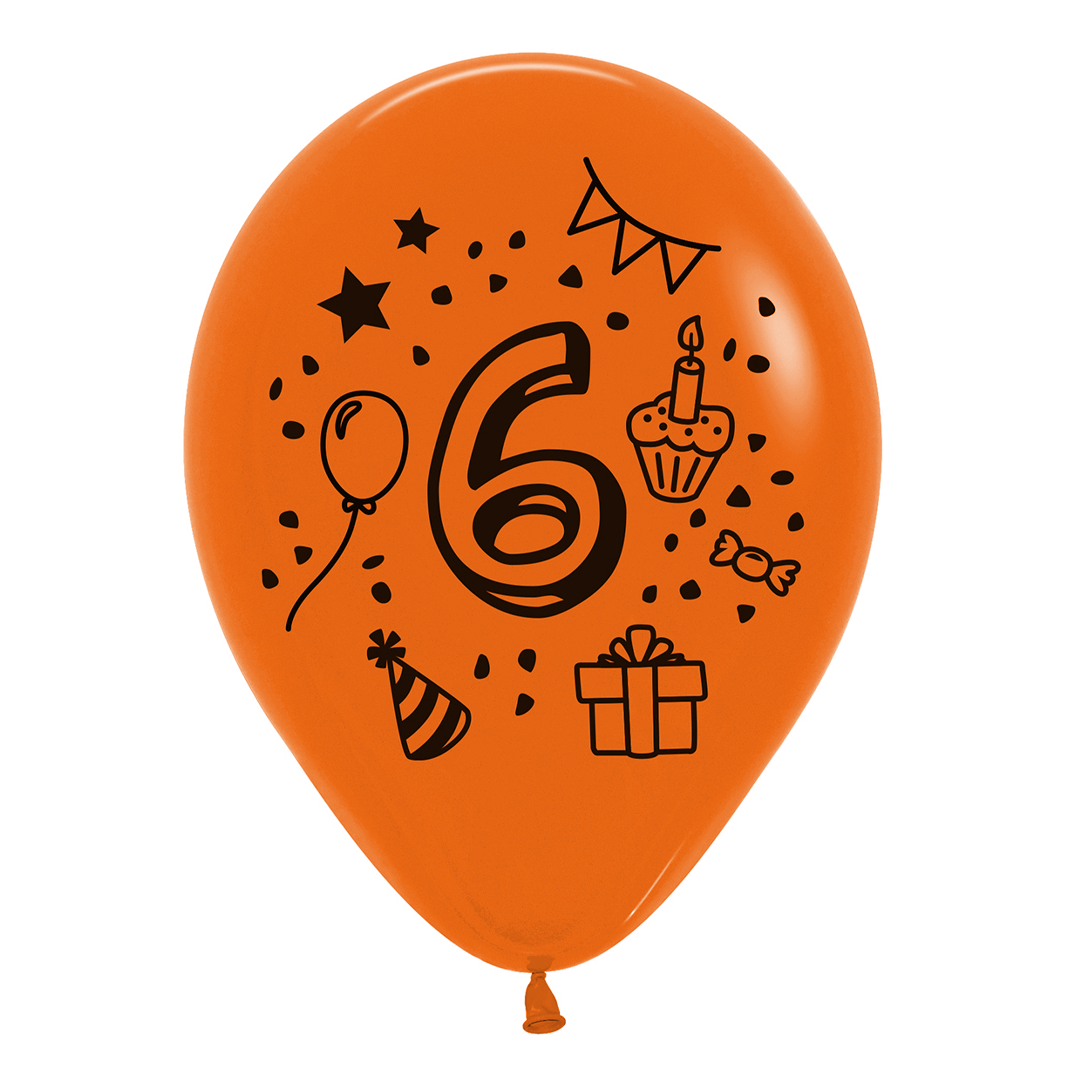 7x Luftballon Zahl 6 bunt Ø 30 cm