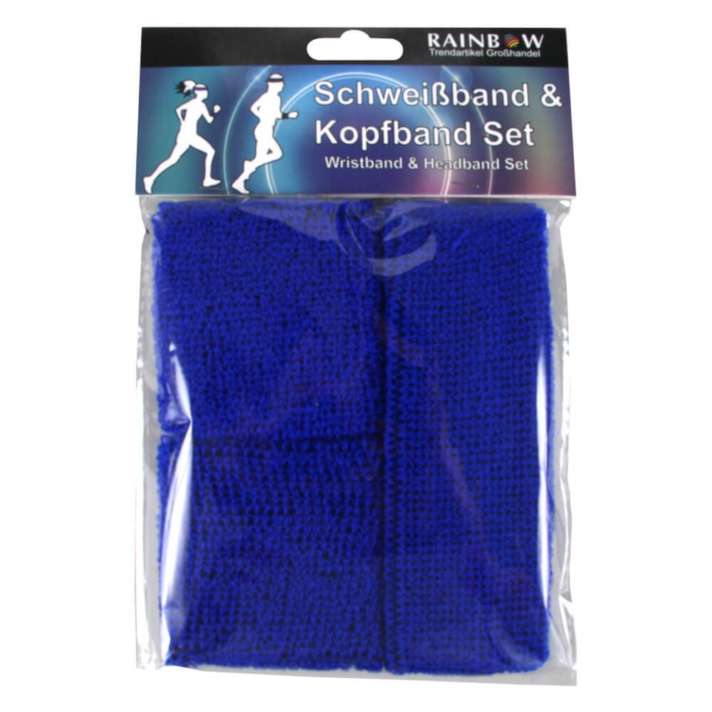 Schweißband / Stirnband 3er Set blau