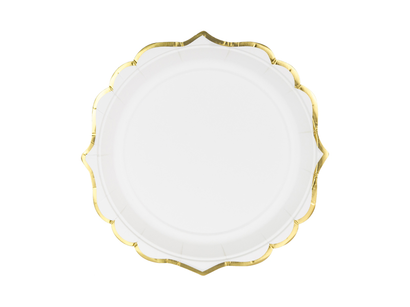 Pappteller Weiß mit Gold Rand 18,5 cm, 6 Stk.