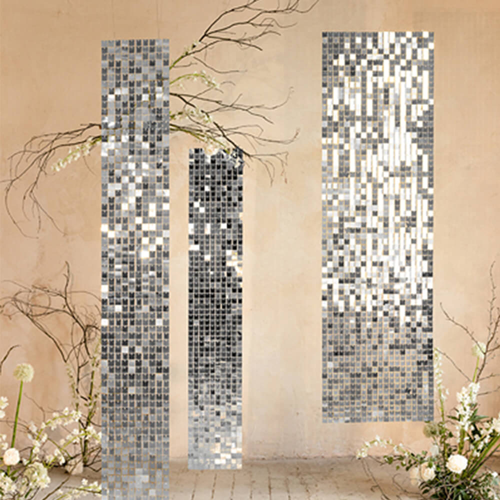Pailletten Hintergrundplatte, Silber 30 x30 cm