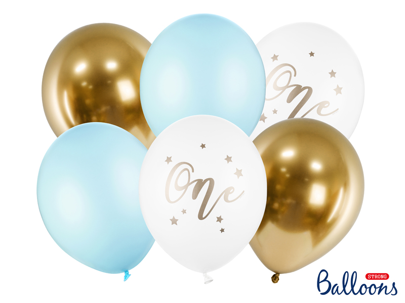 Luftballons ONE mix Blau 30cm, 6 Stk