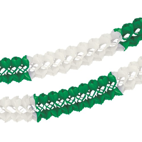 Großraumgirlande Grün/Weiss, Ø 16 cm x 10 m - schwer entflammbar