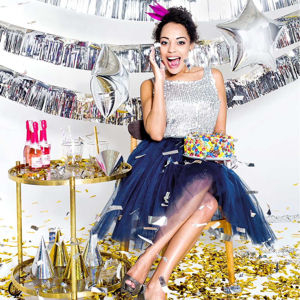 Party Popper Silbermetallic Konfetti 80cm