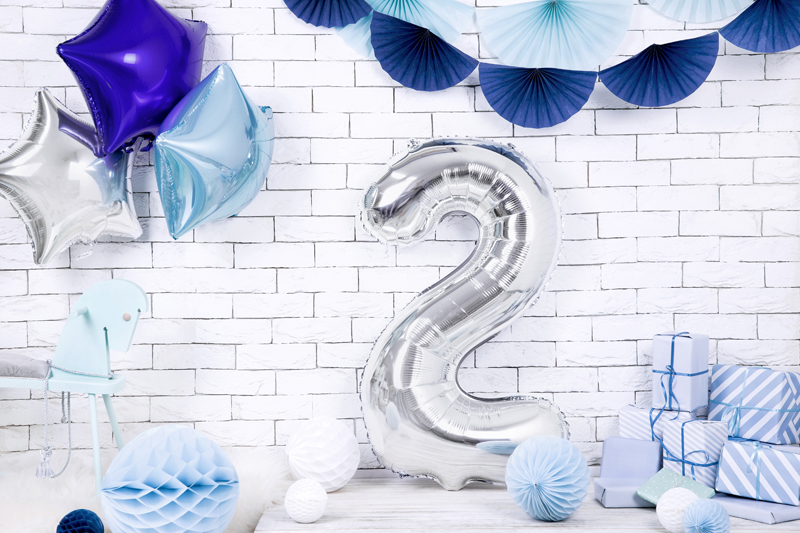 Folienballon Zahl 2, Silber 86cm