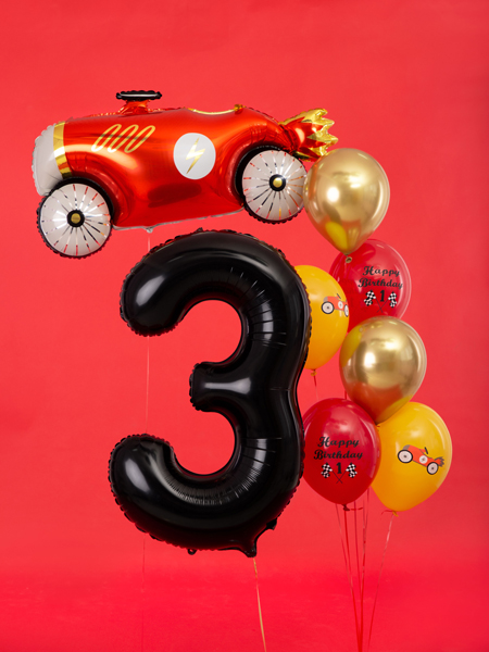 Folienballon Zahl 3, Schwarz 86cm