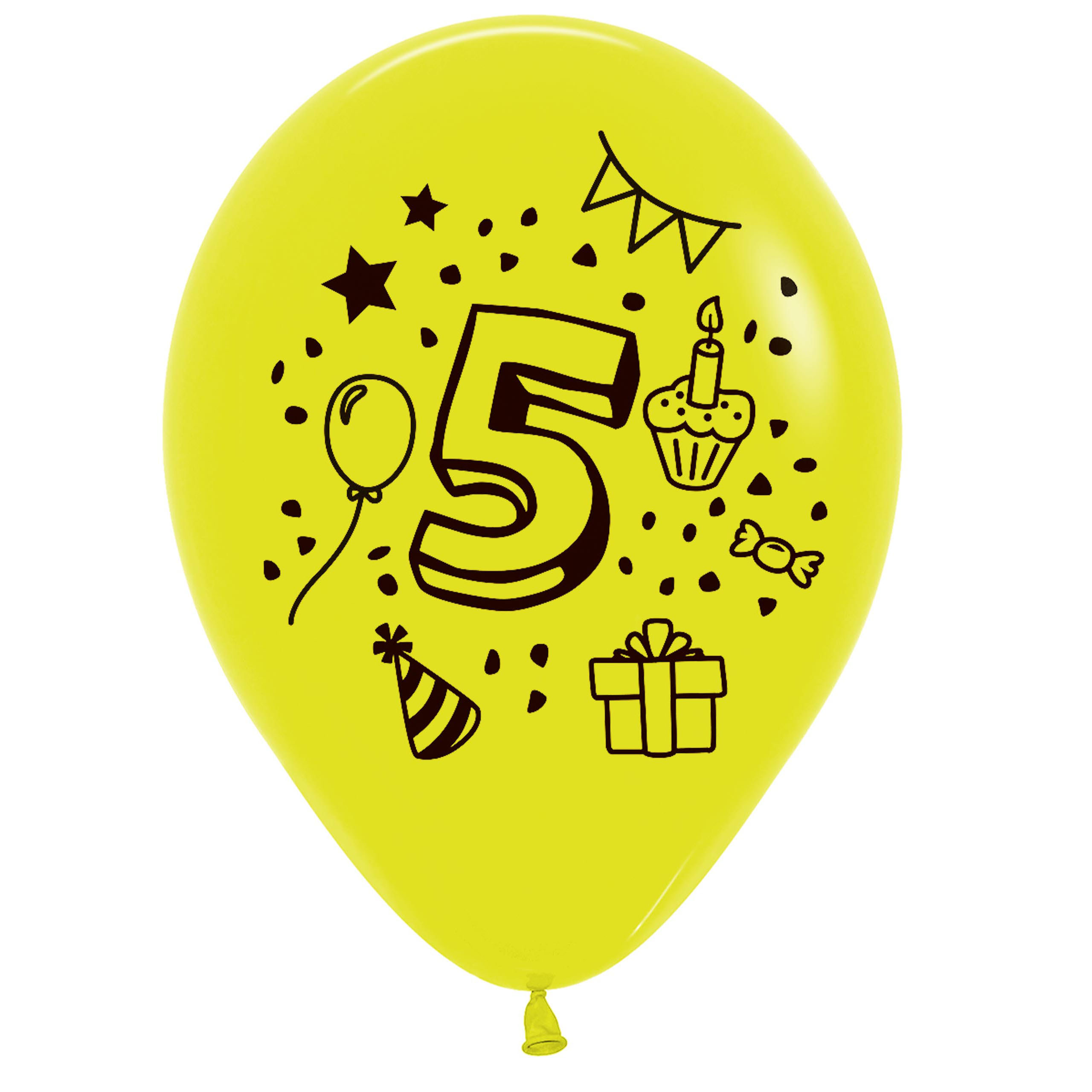 7x Luftballon Zahl 5 bunt Ø 30 cm