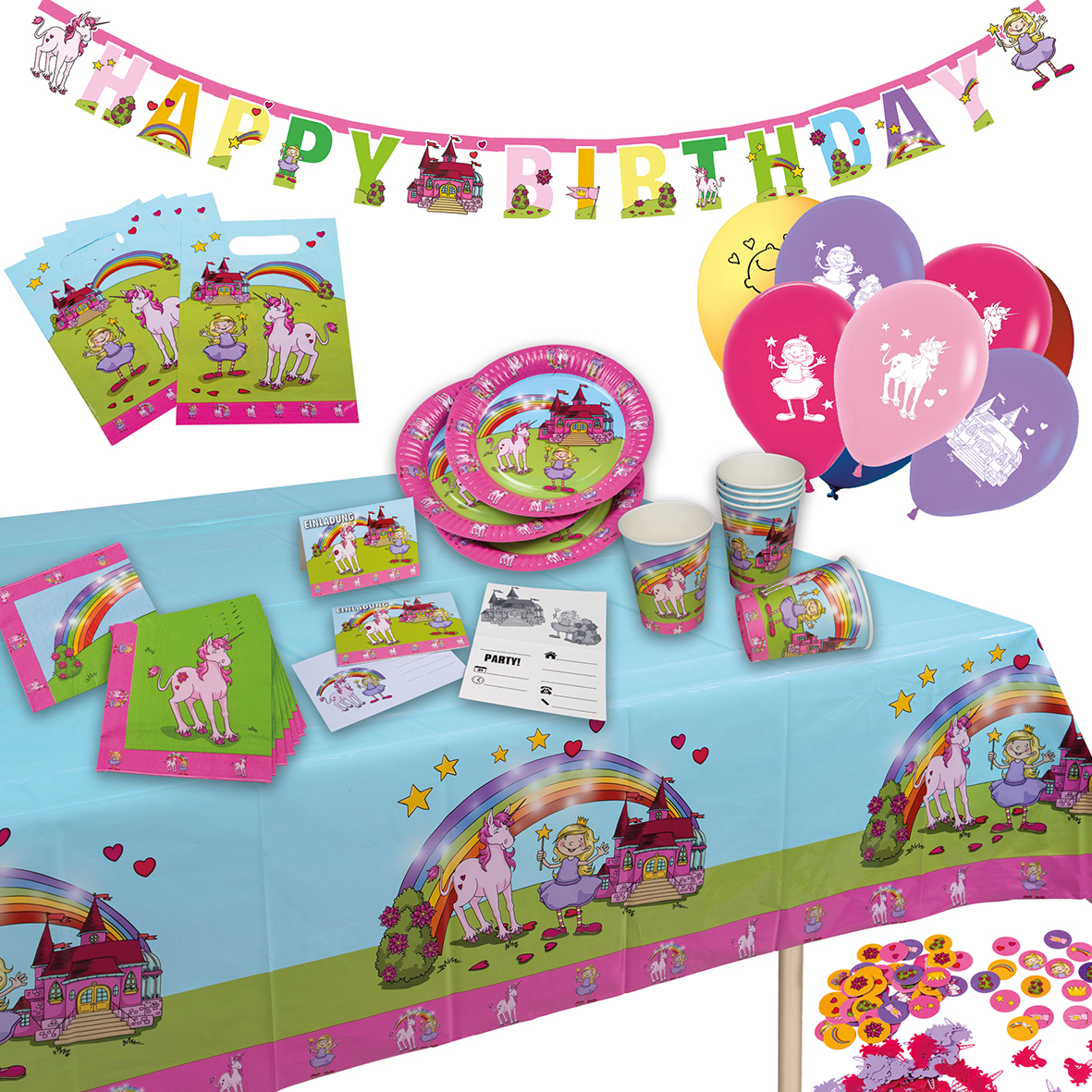 Partyset Einhorn Mädchentraum 60 tlg. 8 Personen