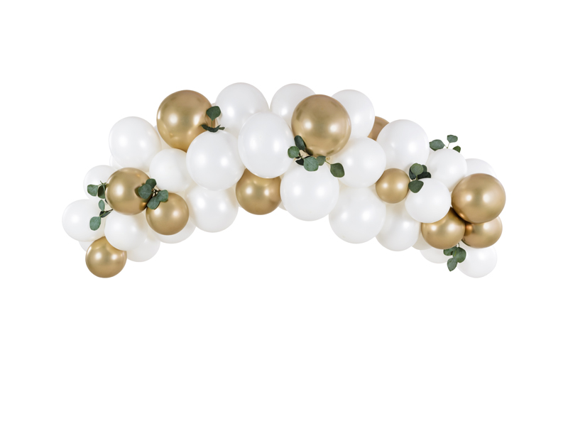 Ballongirlande Weiss, Gold, 200cm