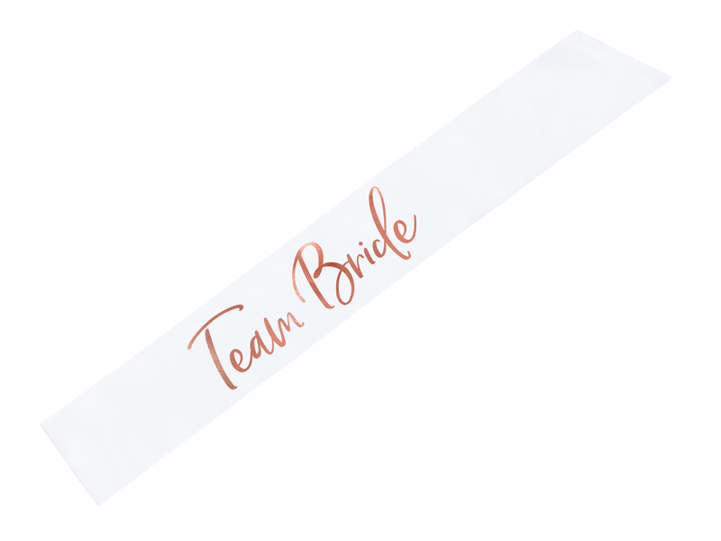 Schärpe Team Bride, weiß und roségold, 75cm