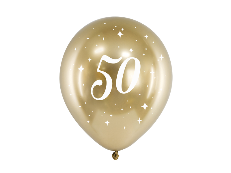 Glanzballons Zahl 50 Gold 30cm, 6 Stk