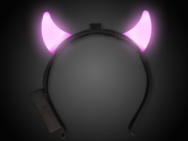 LED Leuchthaarreifen Teufelshörner - Pink