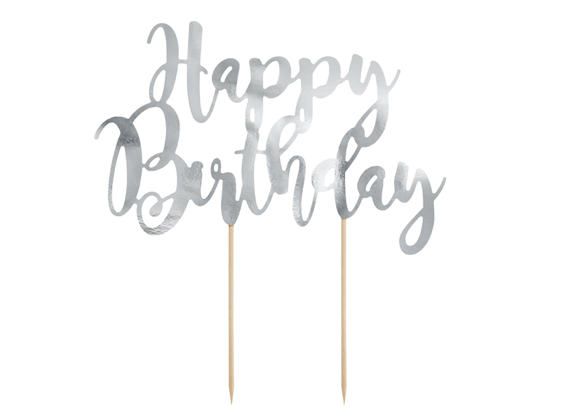 Tortenaufsatz Happy Birthday, silber 22,5 cm