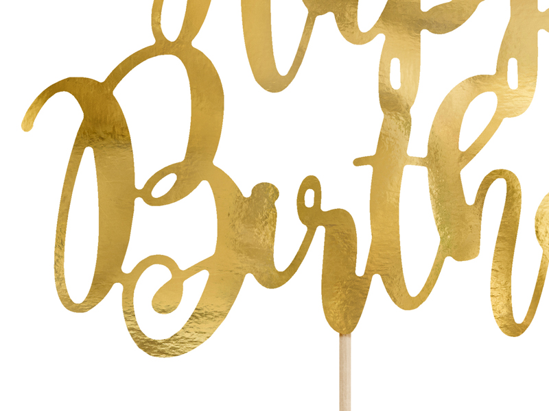 Tortenaufsatz Happy Birthday, Gold 22,5 cm