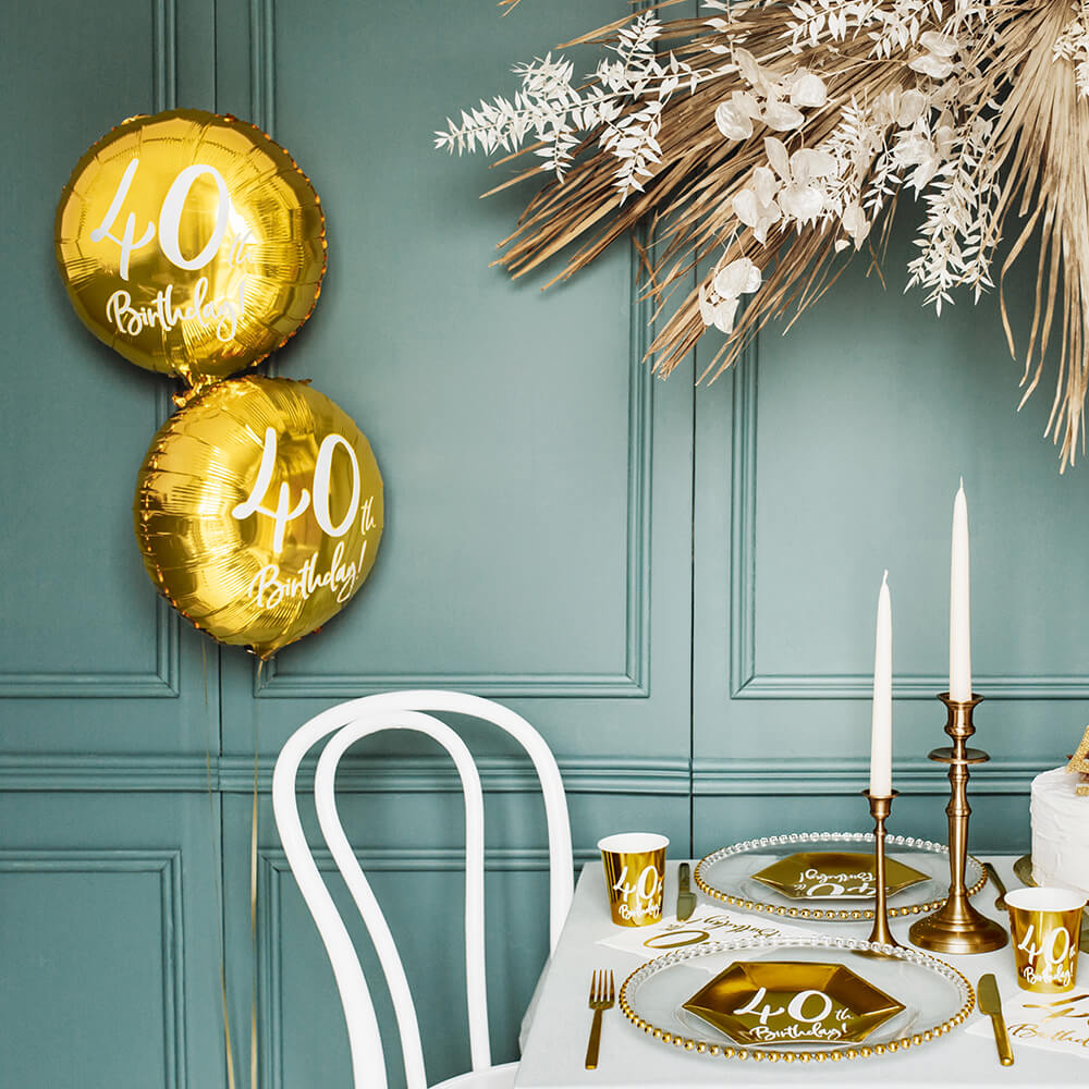Folienballon 40th Birthday Gold, 45 cm
