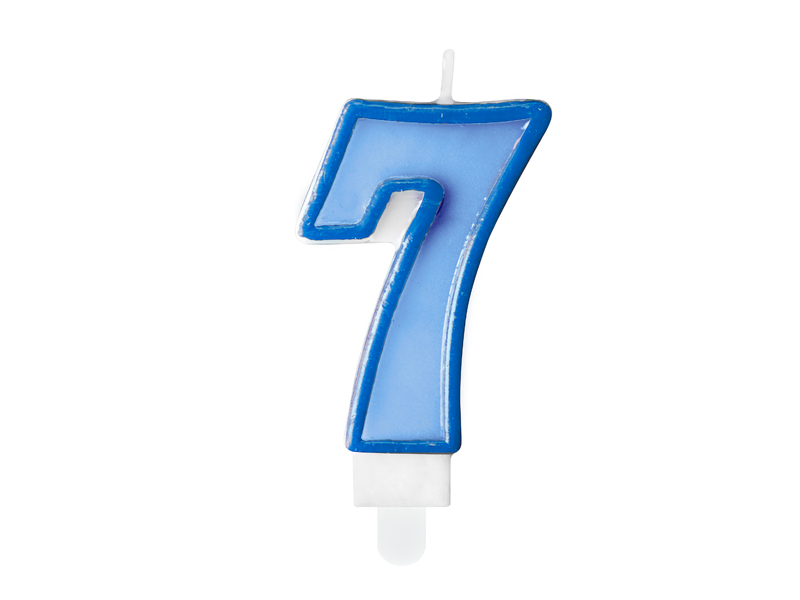 Geburtstagskerze Nummer 7, blau 7cm