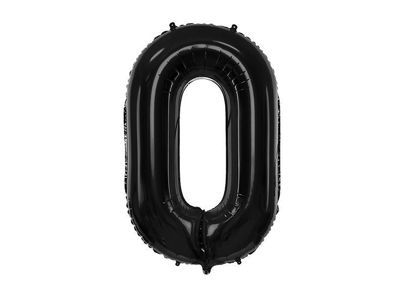 Folienballon Zahl 0, Schwarz 86cm