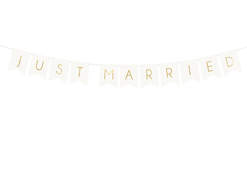 Girlande Just Married, Weiß, 15 x 155 cm