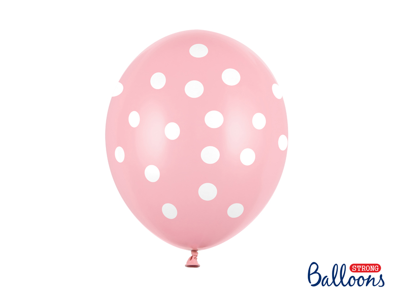 Luftballon Pink mit Weißen Punkten 30cm, 50 Stk