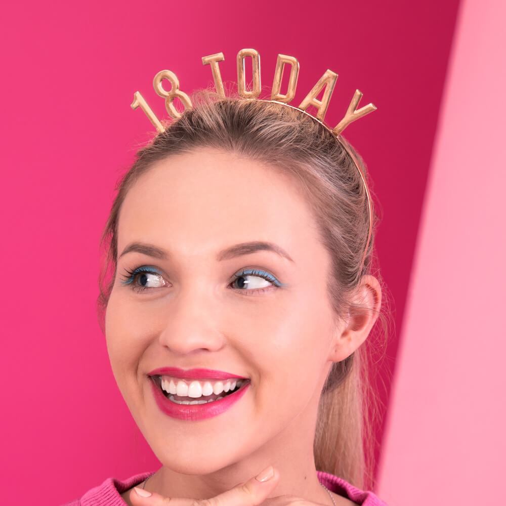 Haarreif „18 TO DAY“ aus Metall, gold