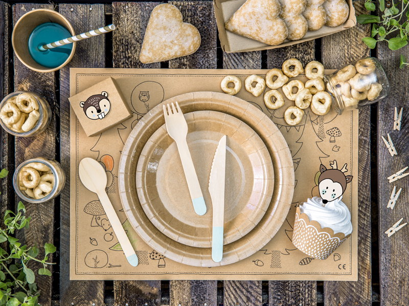 Holzbesteck Set Hellblau, 18 Teilig