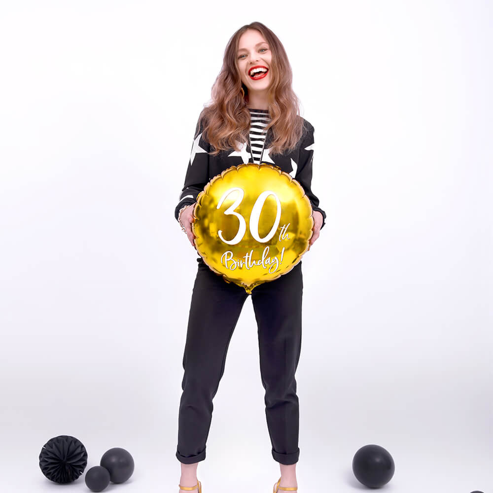 Folienballon 30th Birthday Gold, 45 cm